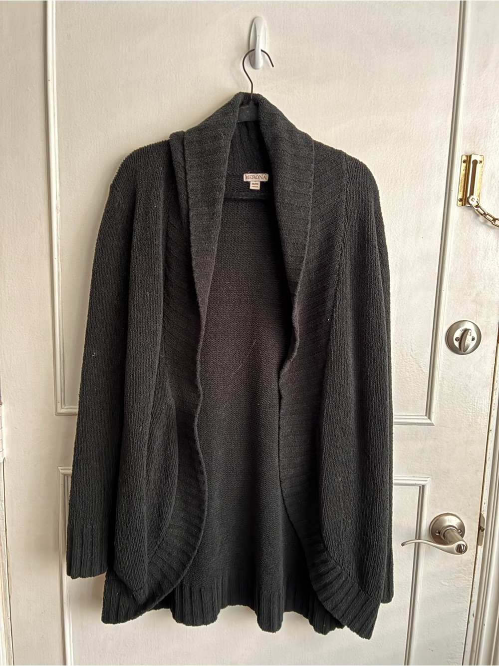 Merona Black Open-Front Shawl Collar Cardigan